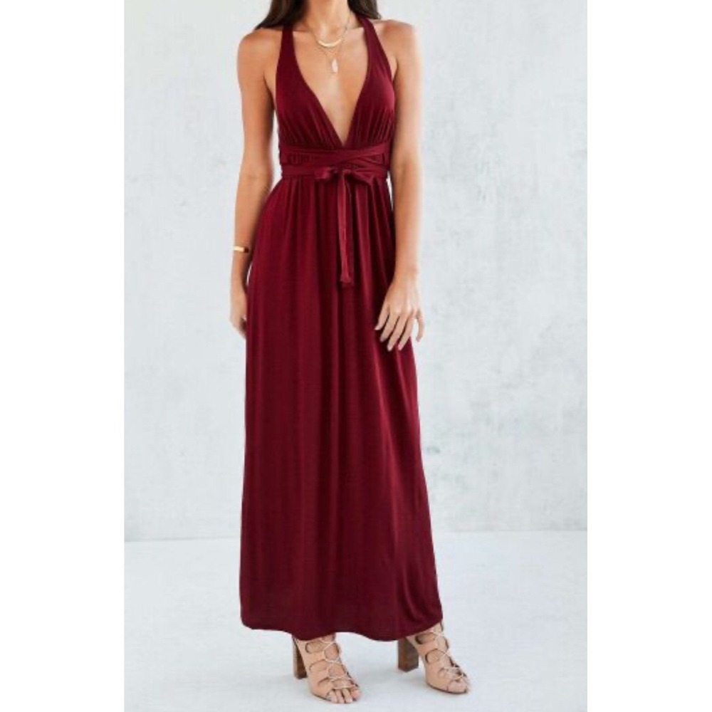 Ecote Urban Outfitters Wine Burgundy Convertible Multi-Way Maxi Dress Small NWT